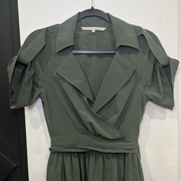 Rachel Roy Green Tie Back Collared Wrap Dress Size 4 - Picture 2 of 6